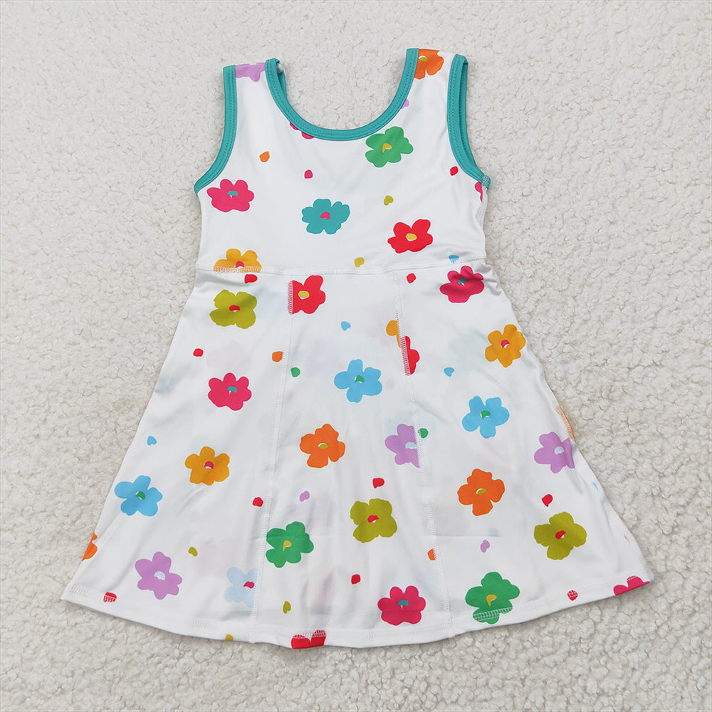 RTS NO MOQ Sibling Baby Girls Knee-Length Checked Dress with Bows Yoga Active Shorts for Toddlers