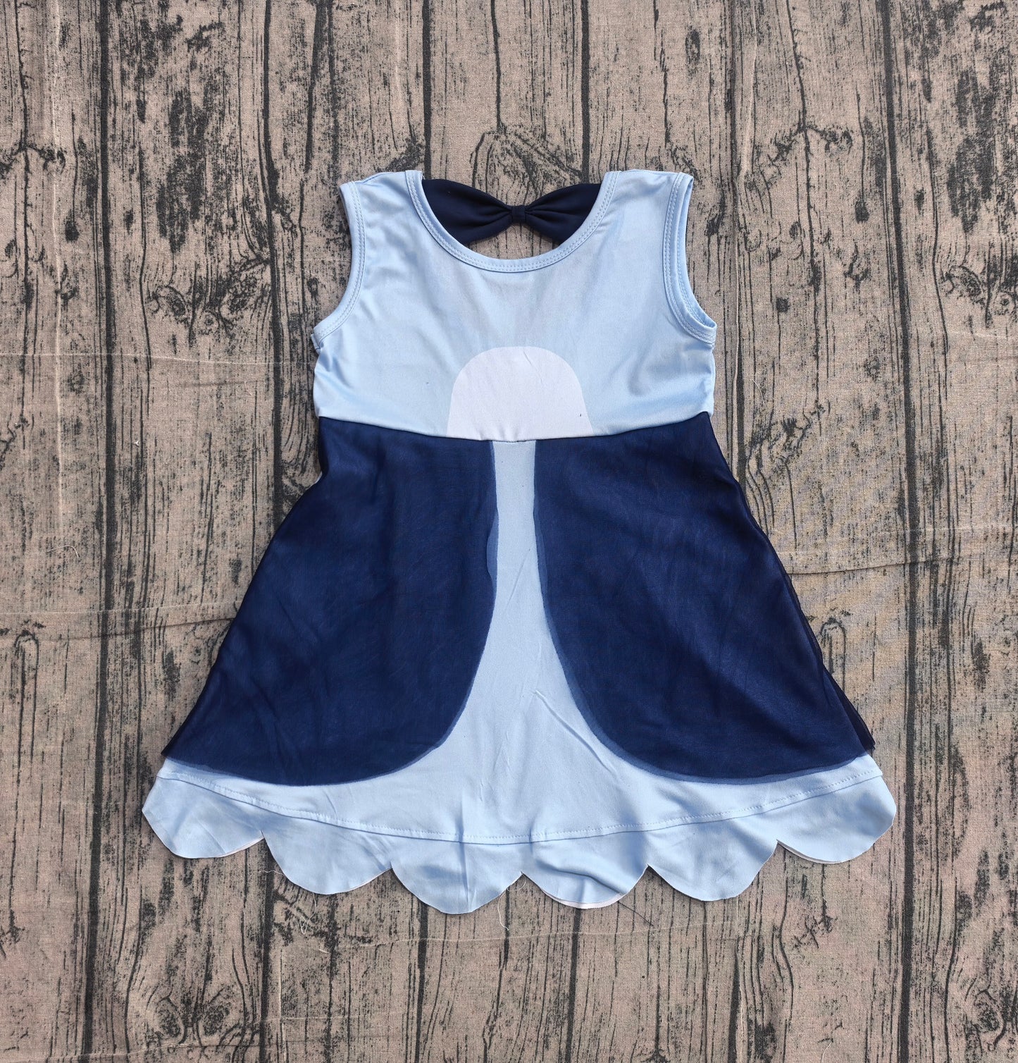 (Sample) No moq GSD2515 Baby Girls Summer Cute Blue Sleeveless Knee Length Dress