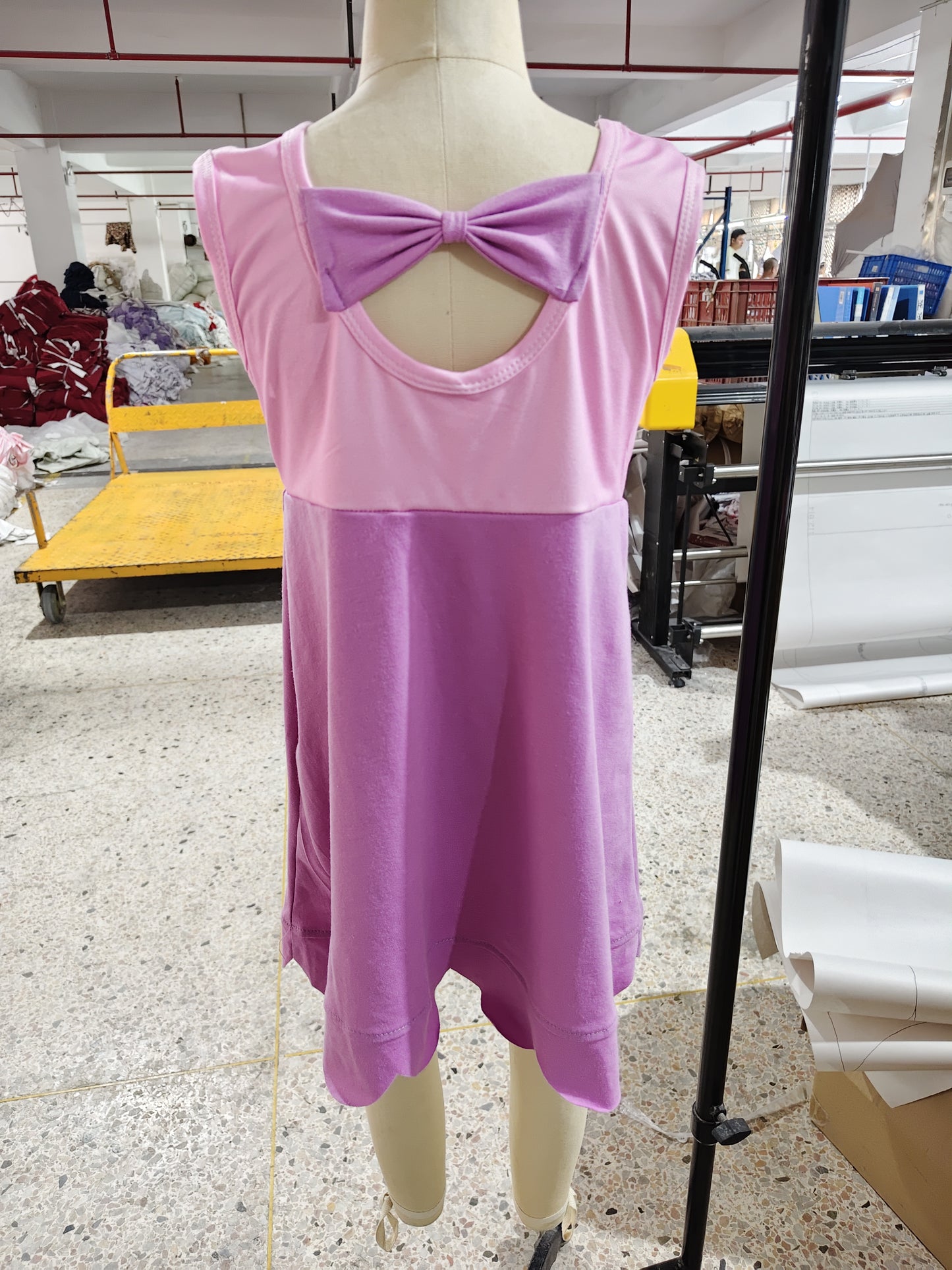 (Sample) No moq GSD2518 Baby Girls Summer Hot Pink Sleeveless Knee Length Dress
