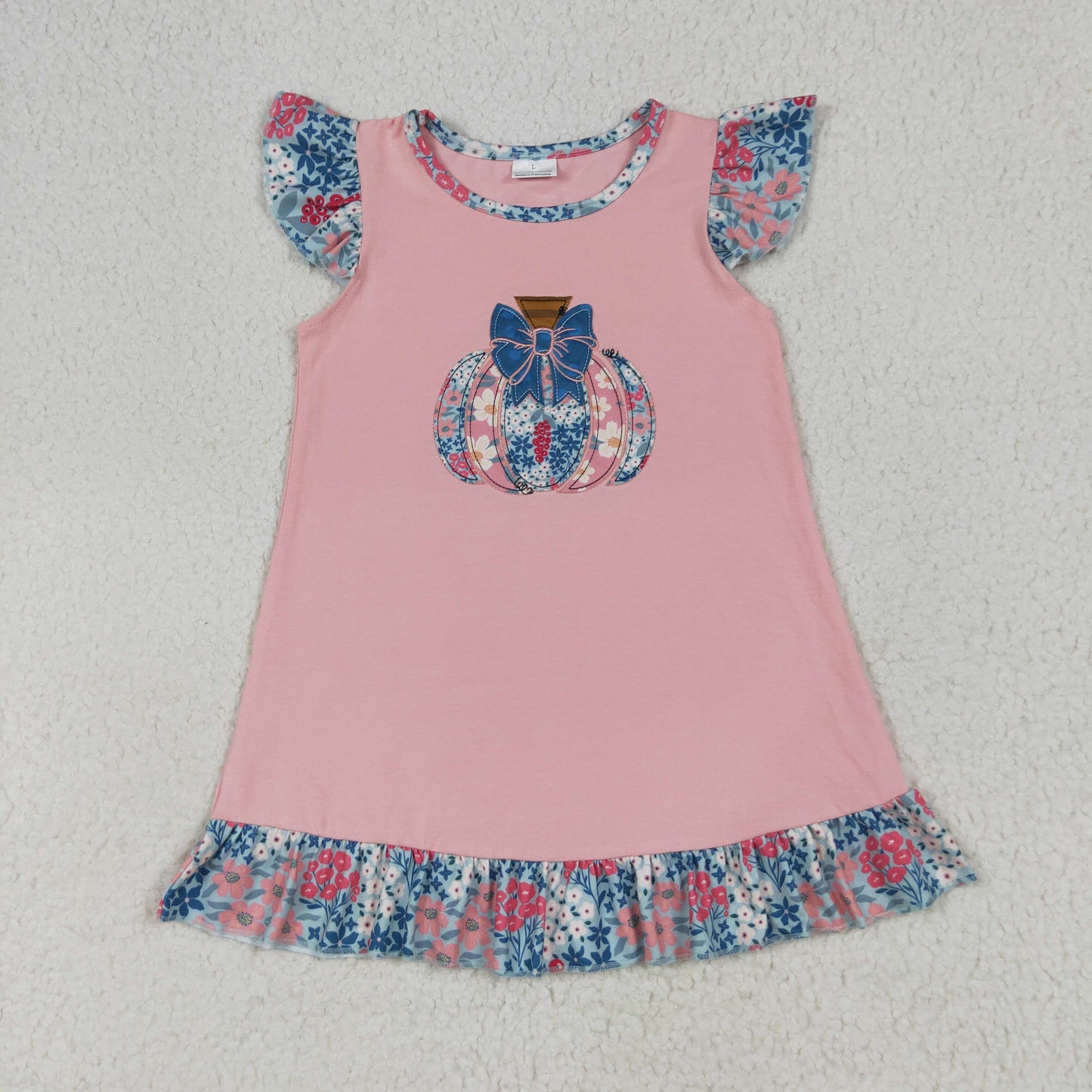 RTS NO MOQ Girls clothes halloween embroidery pumpkin short sleeve pants Sets dress romper