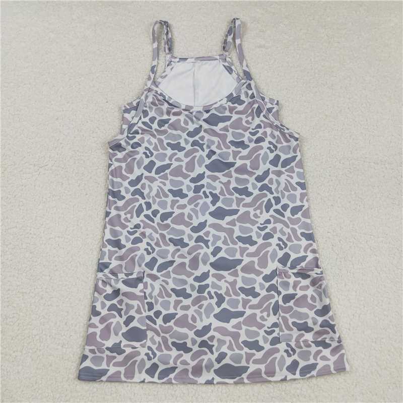 RTS NO MOQ Sibling baby girl clothes camouflage suspender yoga dresses