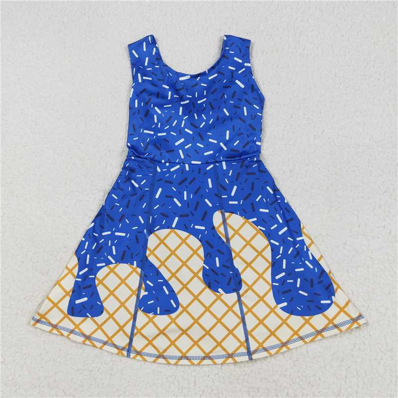 RTS NO MOQ Sibling baby boys clothes ice cream blue long sleeve top and yoga pants and sets and dress