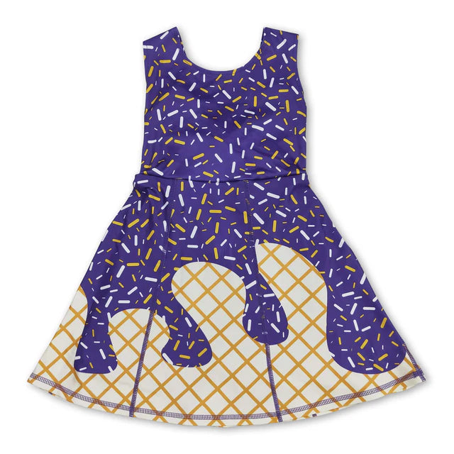RTS NO MOQ Sibling yoga fabric Baby Girls Summer Drip Style Sleeveless Knee Length Yoga Dresses