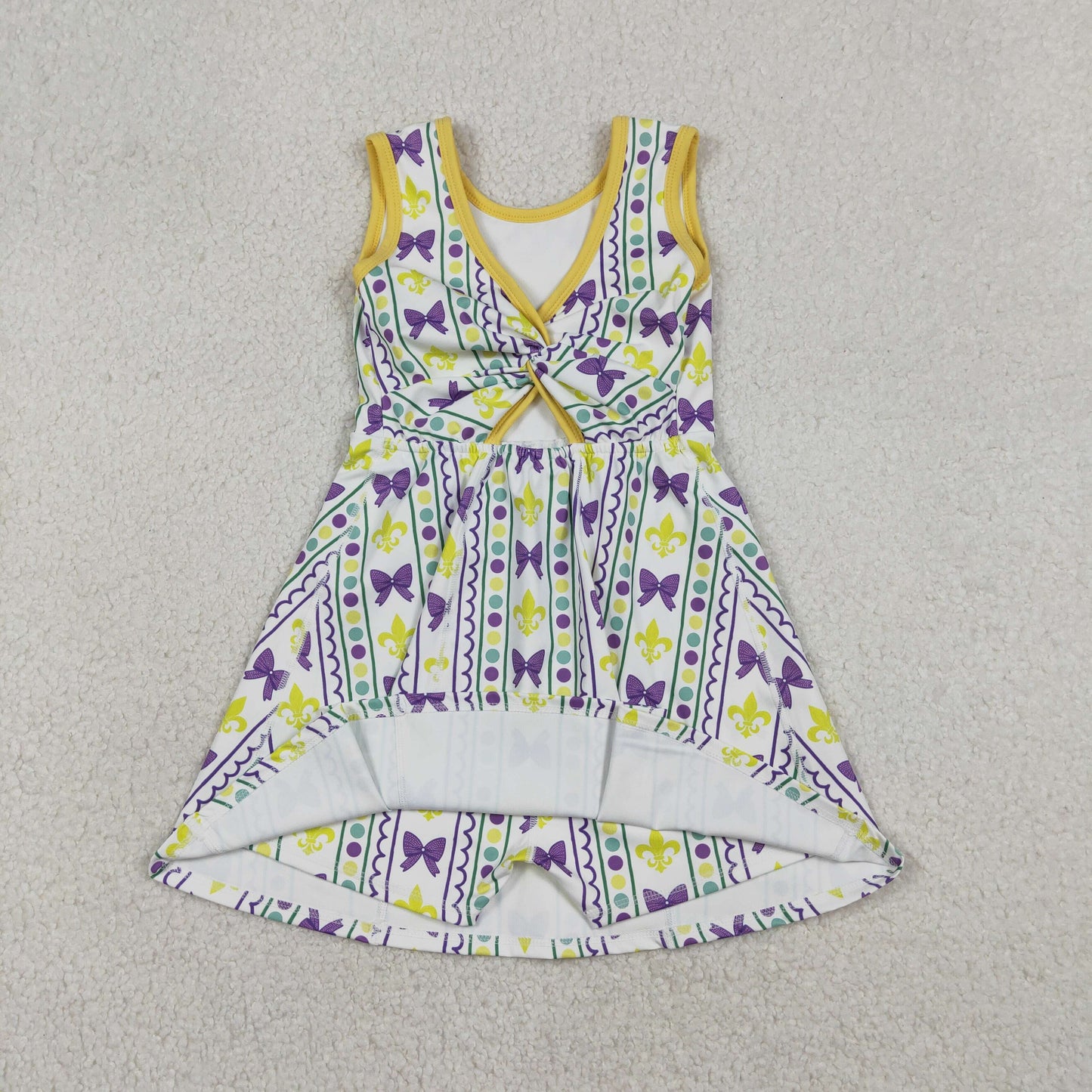 RTS NO MOQ Sibling baby girl clothes yoga mardi gras long-sleeved skirt suits and dress