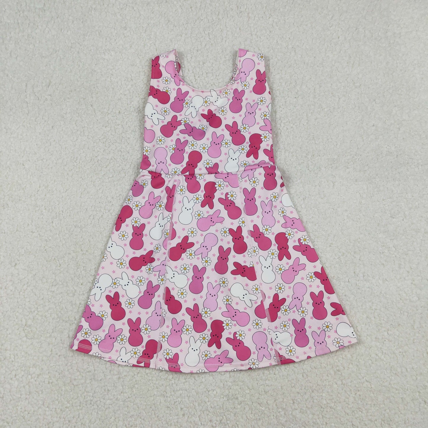 RTS NO MOQ Sibling Baby Girls Sleeveless Mardigras Print Yoga Shorts Active Knee-Length Dresses for Kids