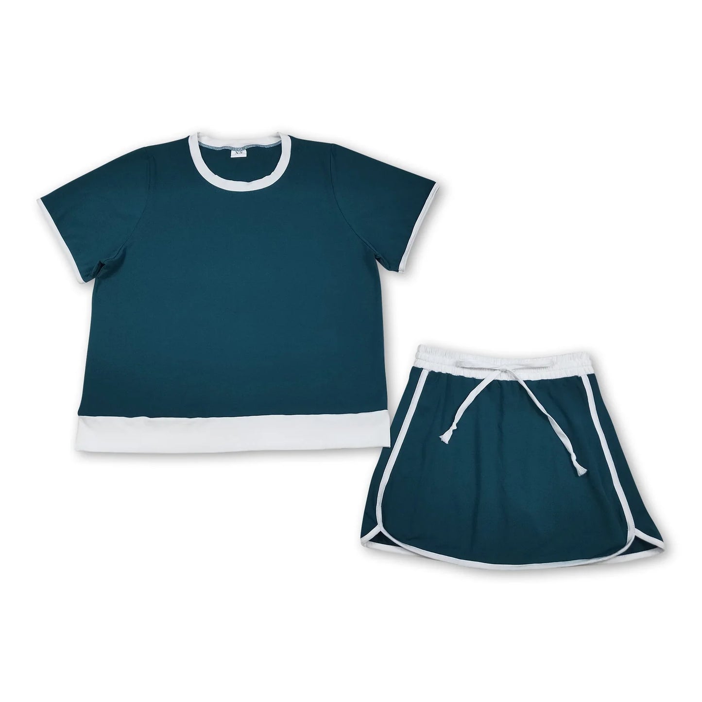 RTS NO MOQ Sibling Mom And Me Solid Color Short Sleeve Top Skirt Shorts for Summer Casual Wear Cotton Set