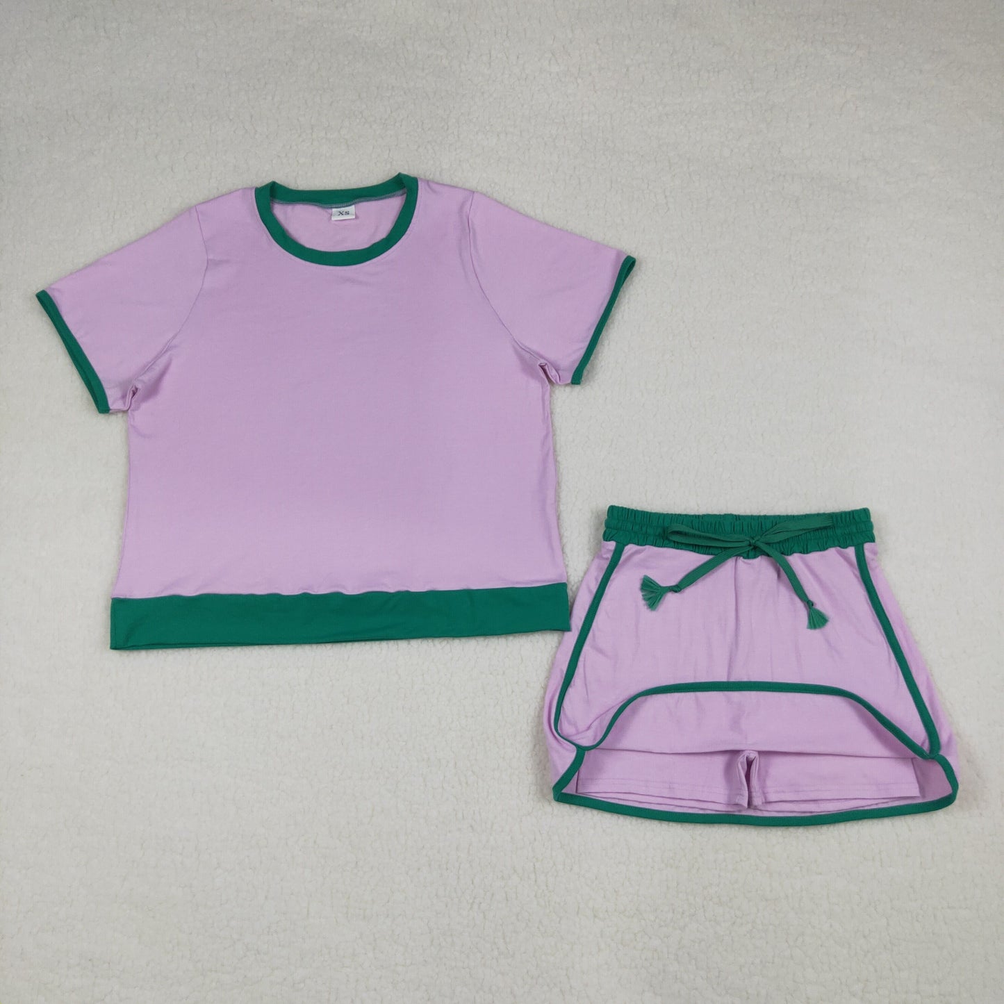 RTS NO MOQ Sibling Mom And Me Pink Short Sleeve Top Skirt Shorts for Summer Casual Wear Cotton Clothes Set