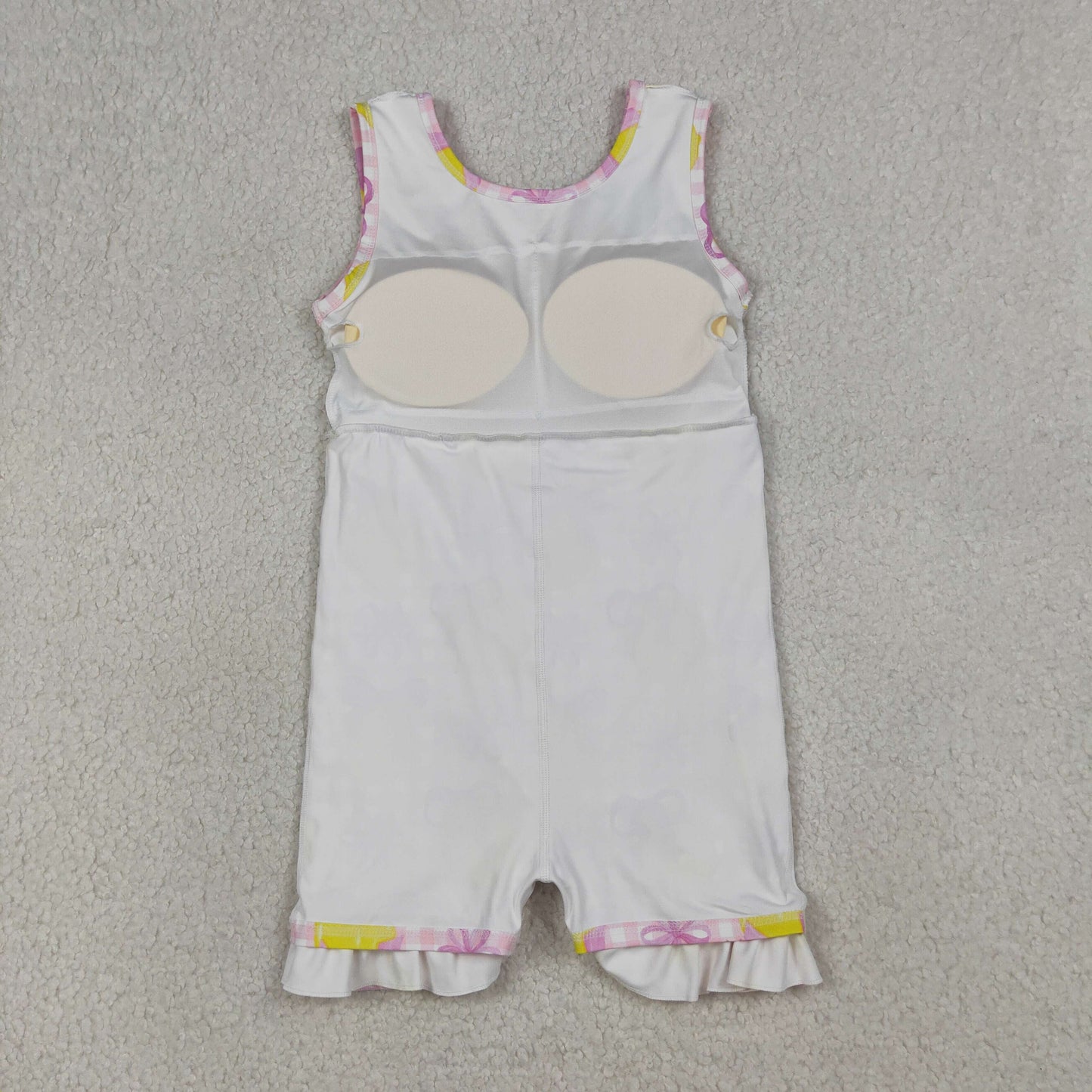RTS NO MOQ Sibling Baby Girls Checked Bows Lemons Ruffle Yoga Active Shorts Knee-Length Dress