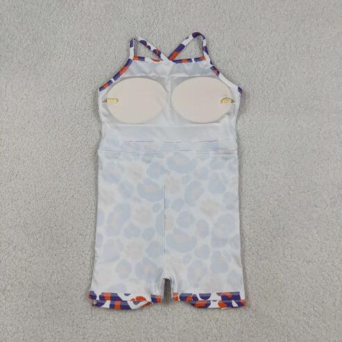 RTS NO MOQ Sibling Baby Girls Strap Leopard Print Yoga Short Knee-Length Dress Active Team Outfit for Girls