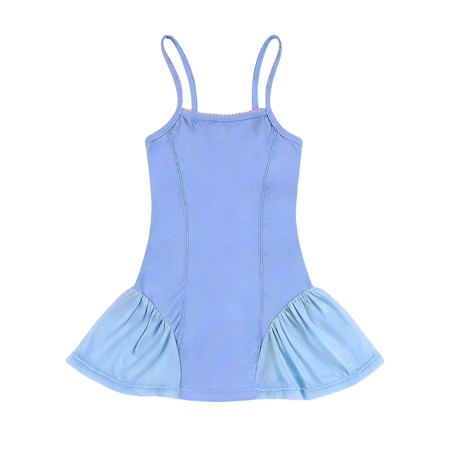 (Preorder new) No moq GSD3693 Yoga Baby Girls Blue Strap Yoga Active Shorts Knee Length Casual Summer Athletic Dress