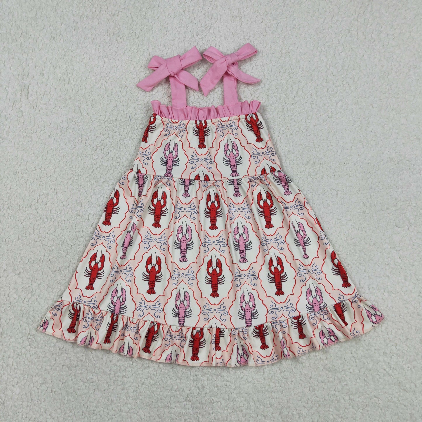 RTS NO MOQ Sibling Baby Girls Checked Strap Bows Crayfish Tunic Ruffle Shorts Outfit Set Infants Romper Dress Outfit