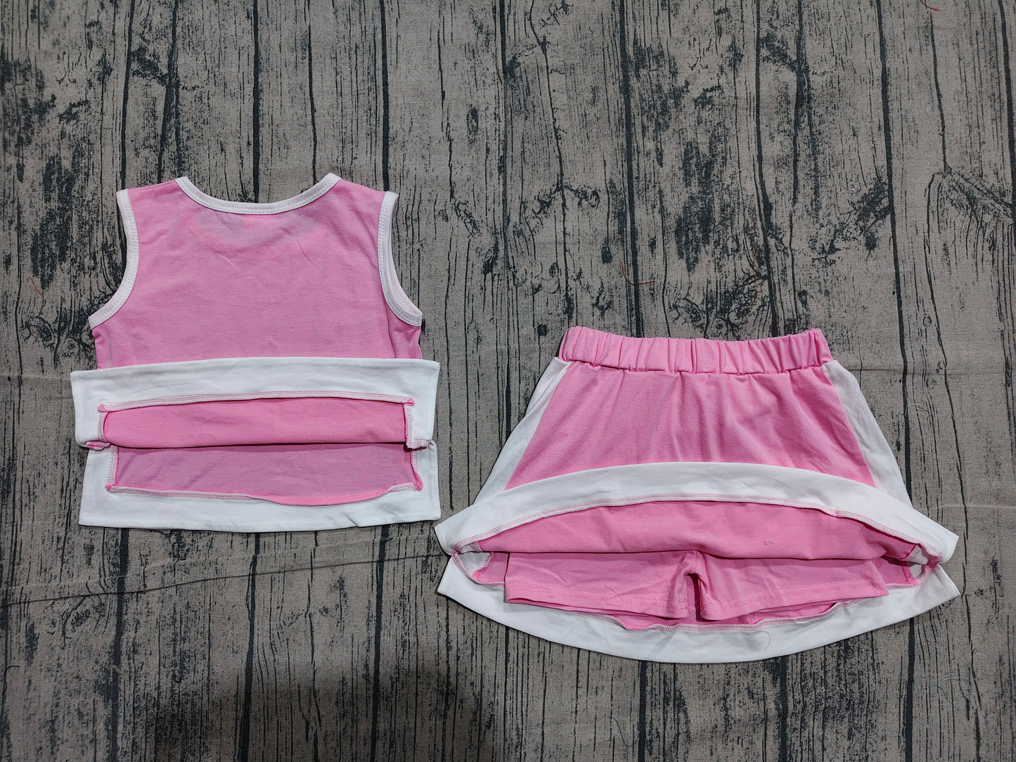 (Sample) No moq GSD3829 Baby Girls Casual Pink Sleeveless Vest Top Skort Set