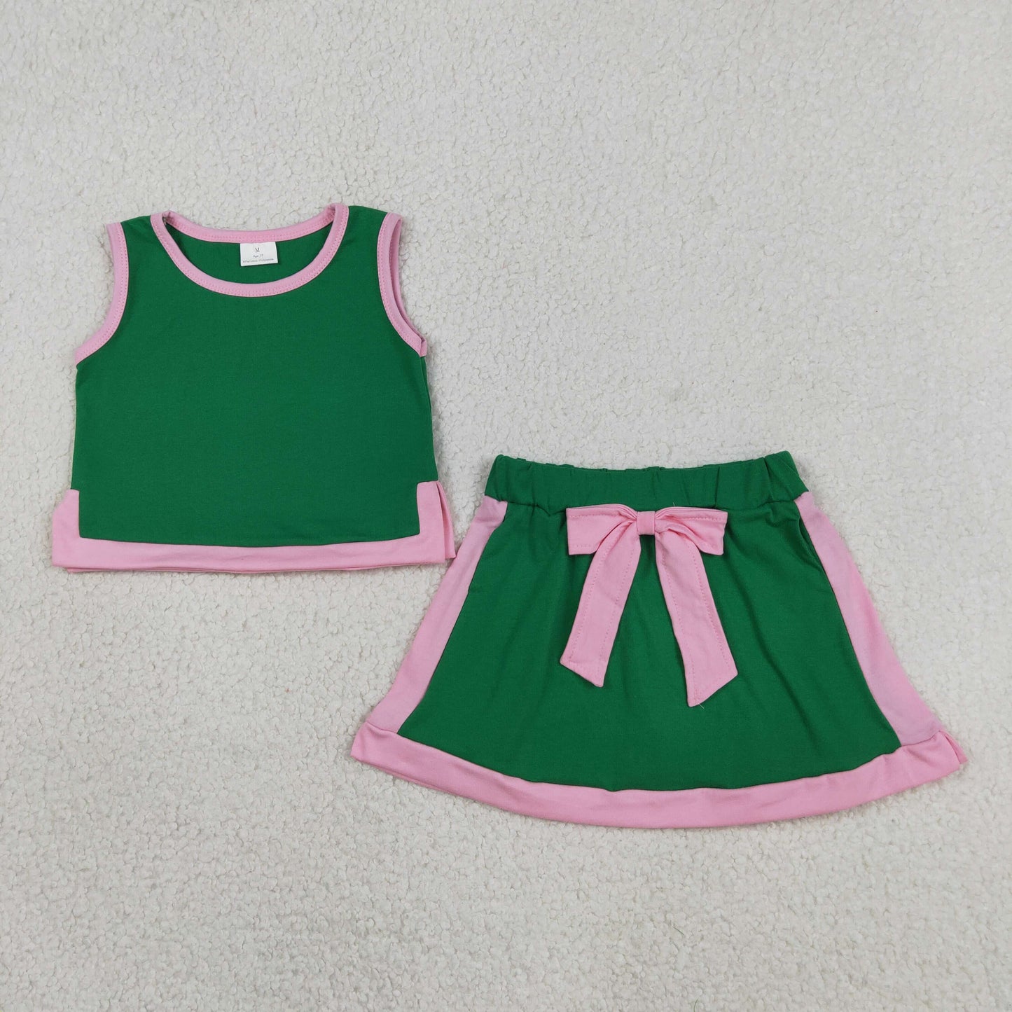RTS NO MOQ Sibling cotton Baby Girls Sleeveless Vest Skirt Shorts Sets Summer Daily Play Clothes