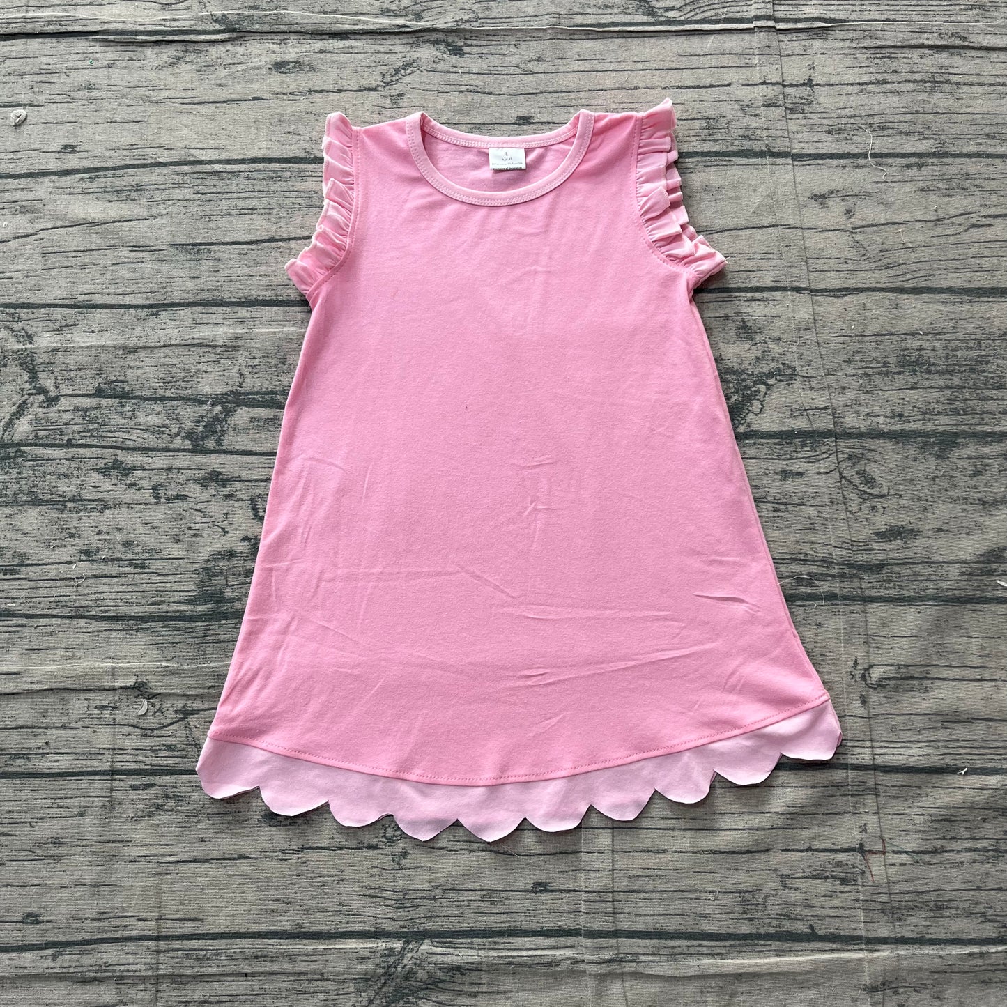 (Sample) No moq milk silk GSD4043 Baby Girls Cute Sleeveless Scallop Knee Length Dresses