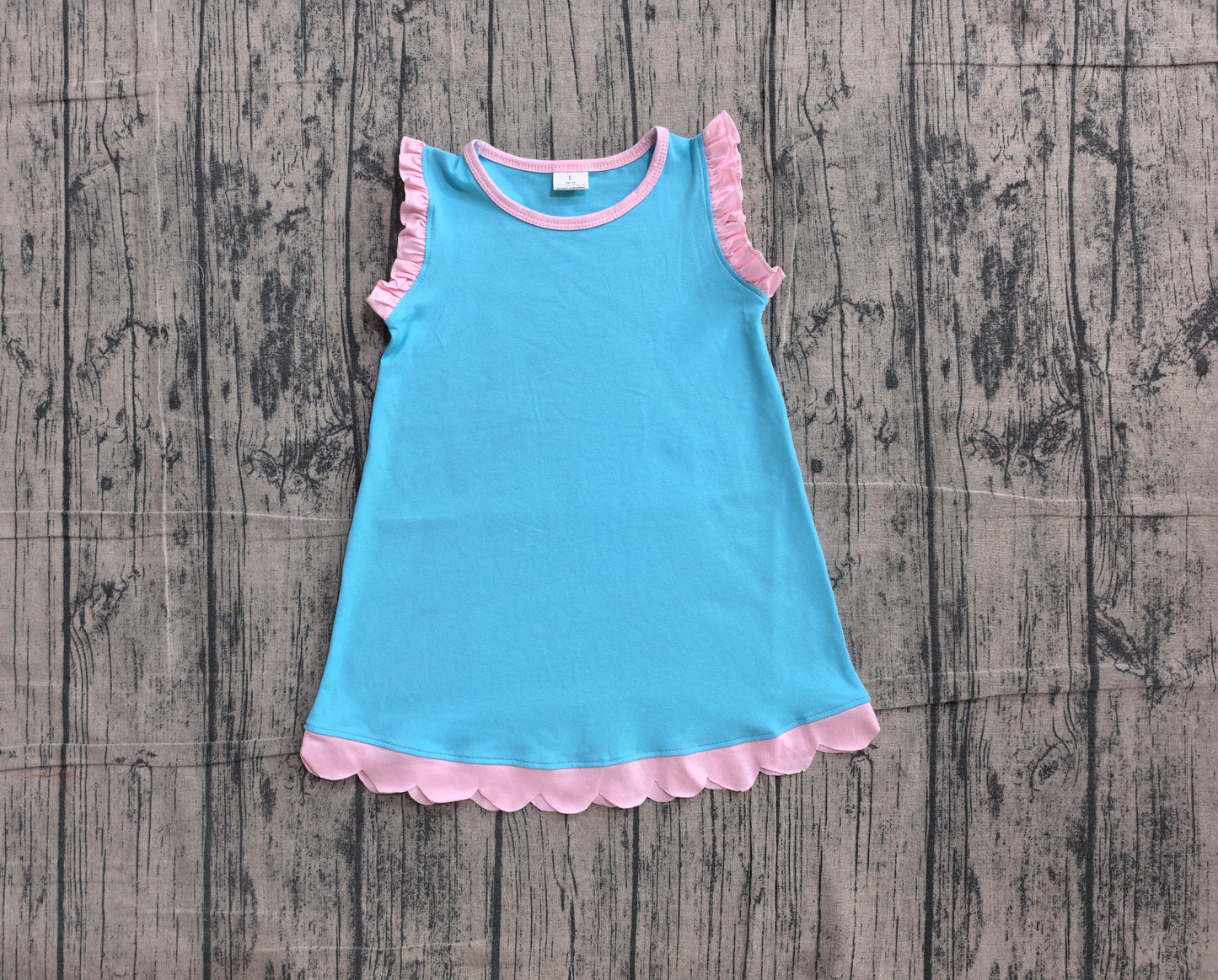 (Sample) No moq GSD4045 Baby Girls Cute Sleeveless Scallop Edge Knee Length Daily Casual Dresses
