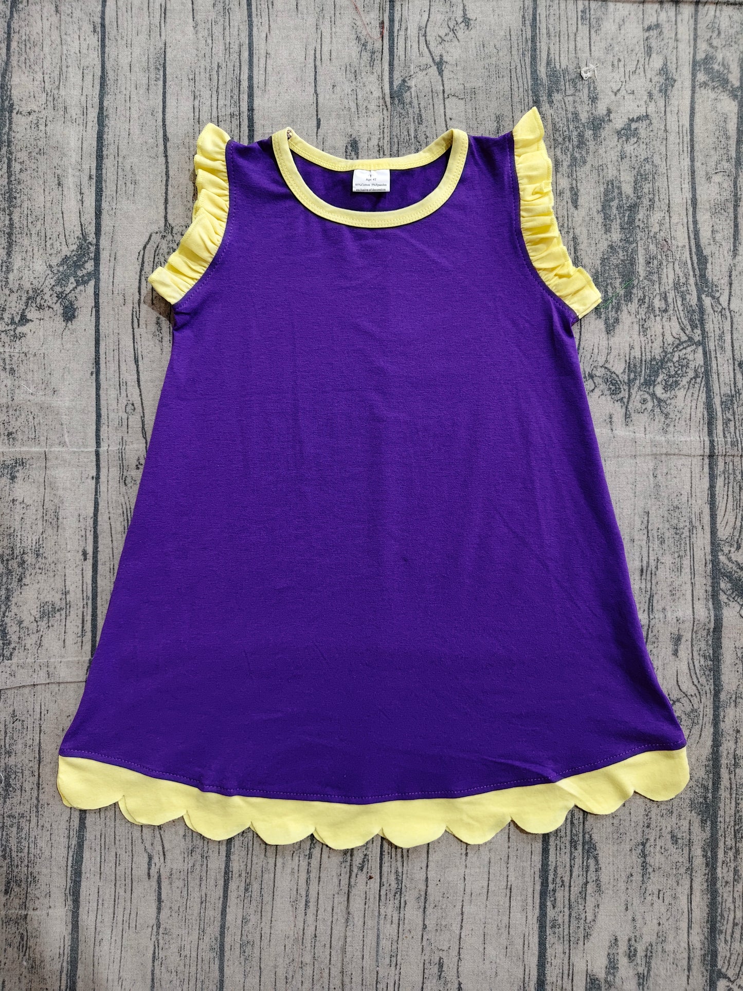 (Sample) No moq GSD4046 Baby Girls Dark purple Sleeveless Scallop Knee-Length Dresses Summer Girl's Clothes