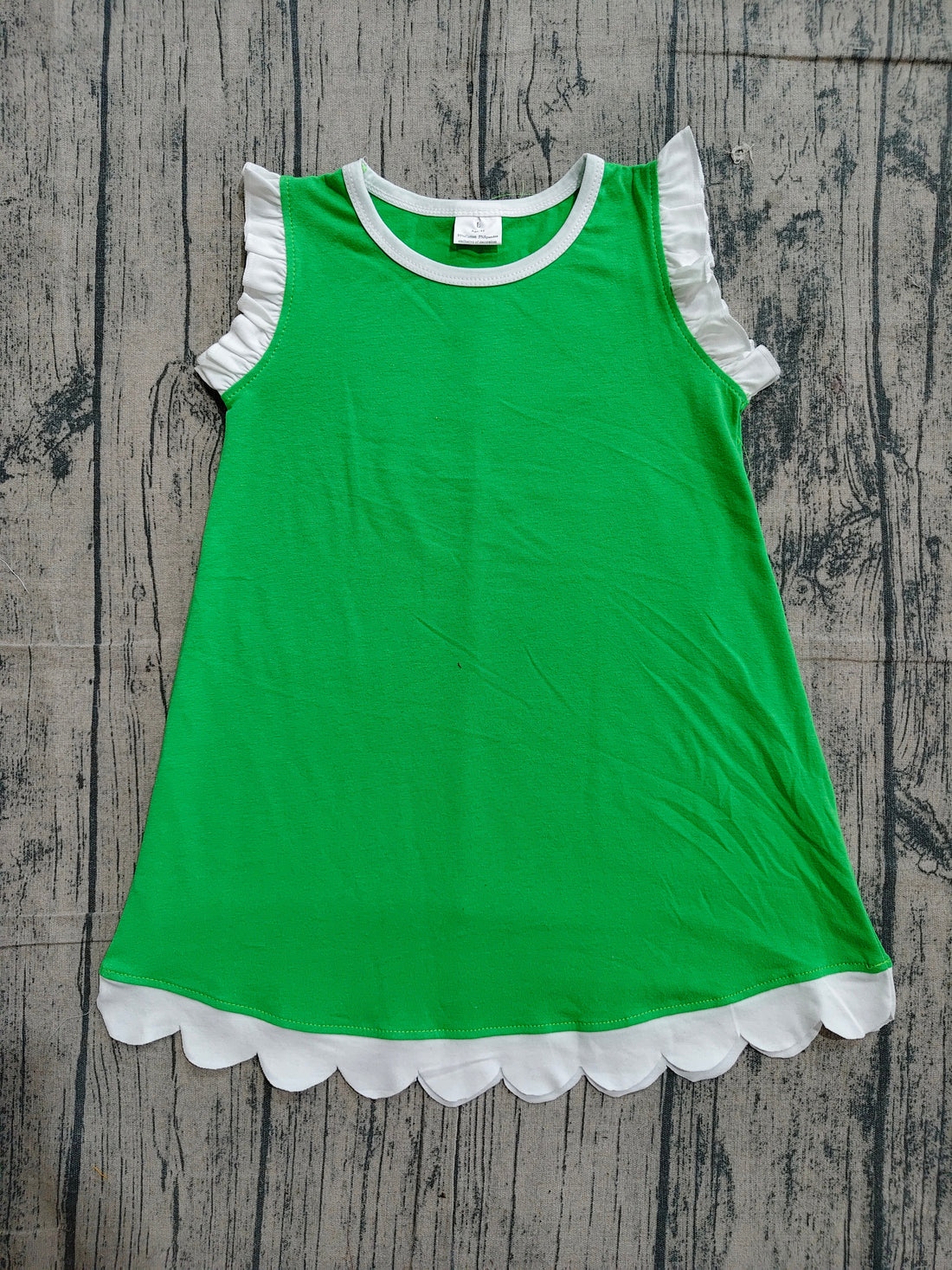 (Pre Order) No moq GSD4055 Baby Girls Sleeveless Scallop Knee Length Dresses