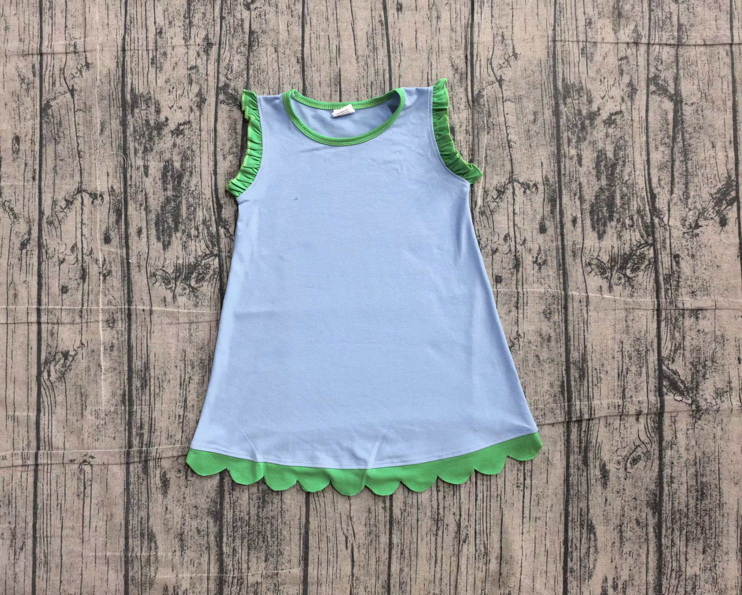 (Sample) No moq GSD4060 Baby Girls Cute Sleeveless Scallop Knee Length Dresses