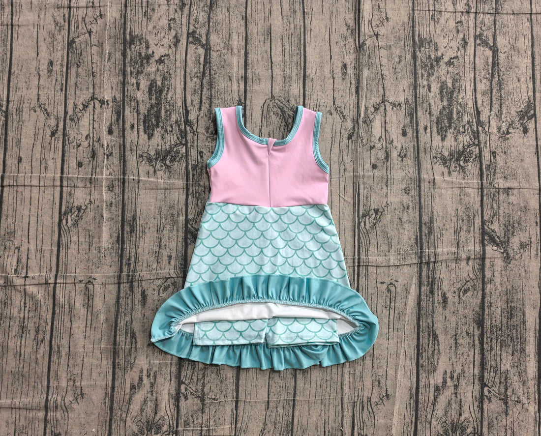 (Sample) No moq yoga GSD4125 Baby Girls Sleeveless Mermaid Yoga Active Short Knee Length Dress