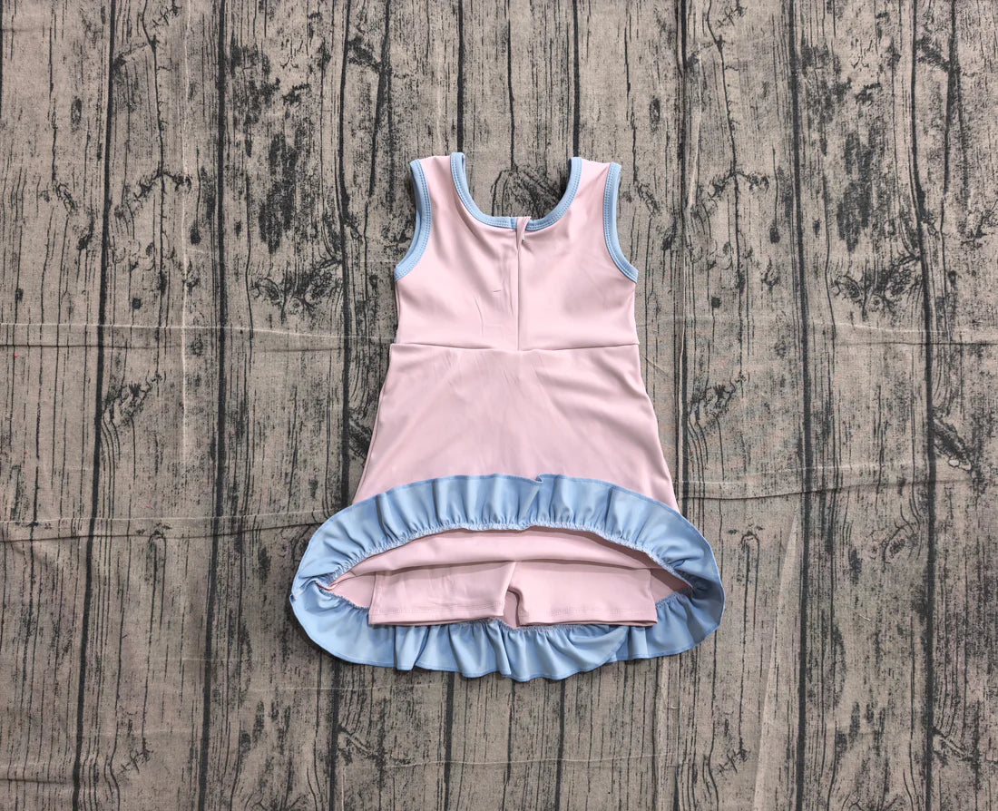 (Sample) No moq yoga GSD4129 Baby Girls Sleeveless Light Pink Yoga Active Short Knee Length Dress