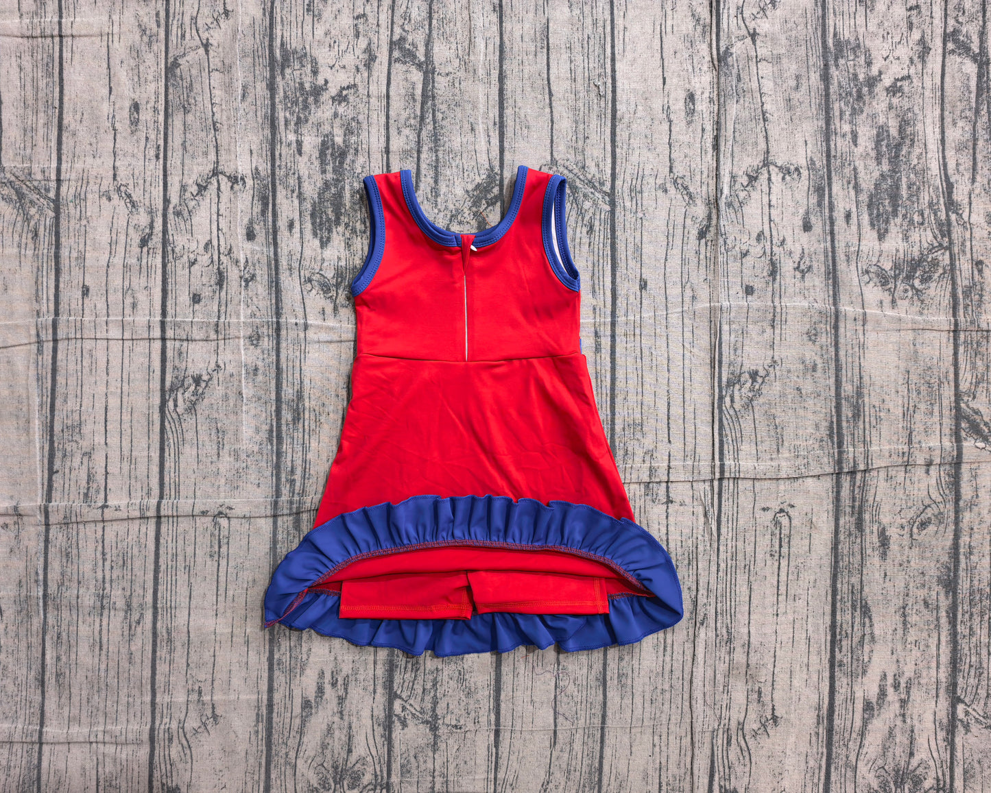 (Sample) No moq GSD4132 Yoga Baby Girls Cute Red Sleeveless Scallop Trim Yoga Dress