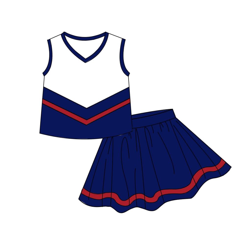 (Pre Order) No moq yoga fabric cotton Baby Girls Striped Vest Top Skirt Shorts Active Wear Sets