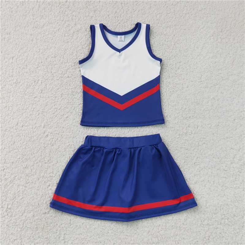 RTS NO MOQ Sibling yoga fabric Toddler Girls Striped Sleeveless Vest Top Skort Shorts Yoga Active Outfit Set