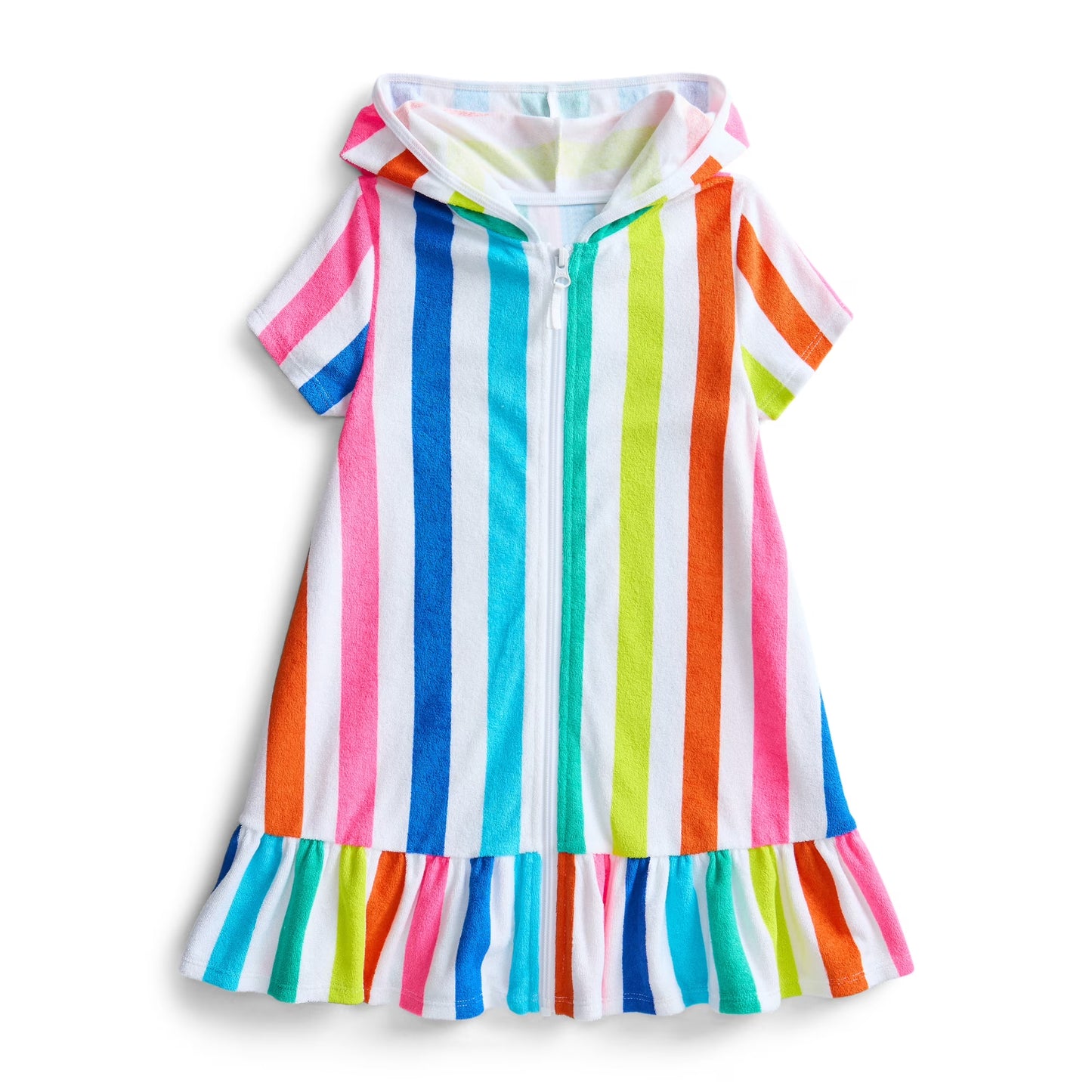(Pre Order) No moq yoga fabric Baby Girls Stripe Hoodie Zip Up Yoga Active Knee Length Dress