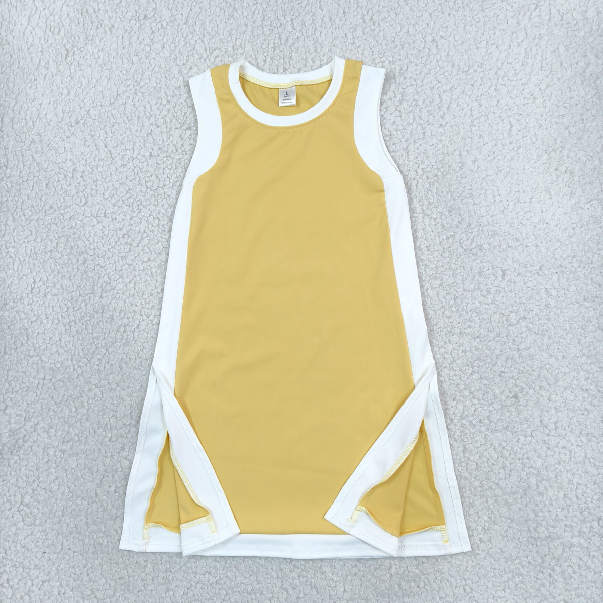 NEW RTS NO MOQ yoga fabric cotton GSD4254 Yoga Baby Girls Separate Shorts Solid White Yellow Sleeveless Yoga Knee Length Dress