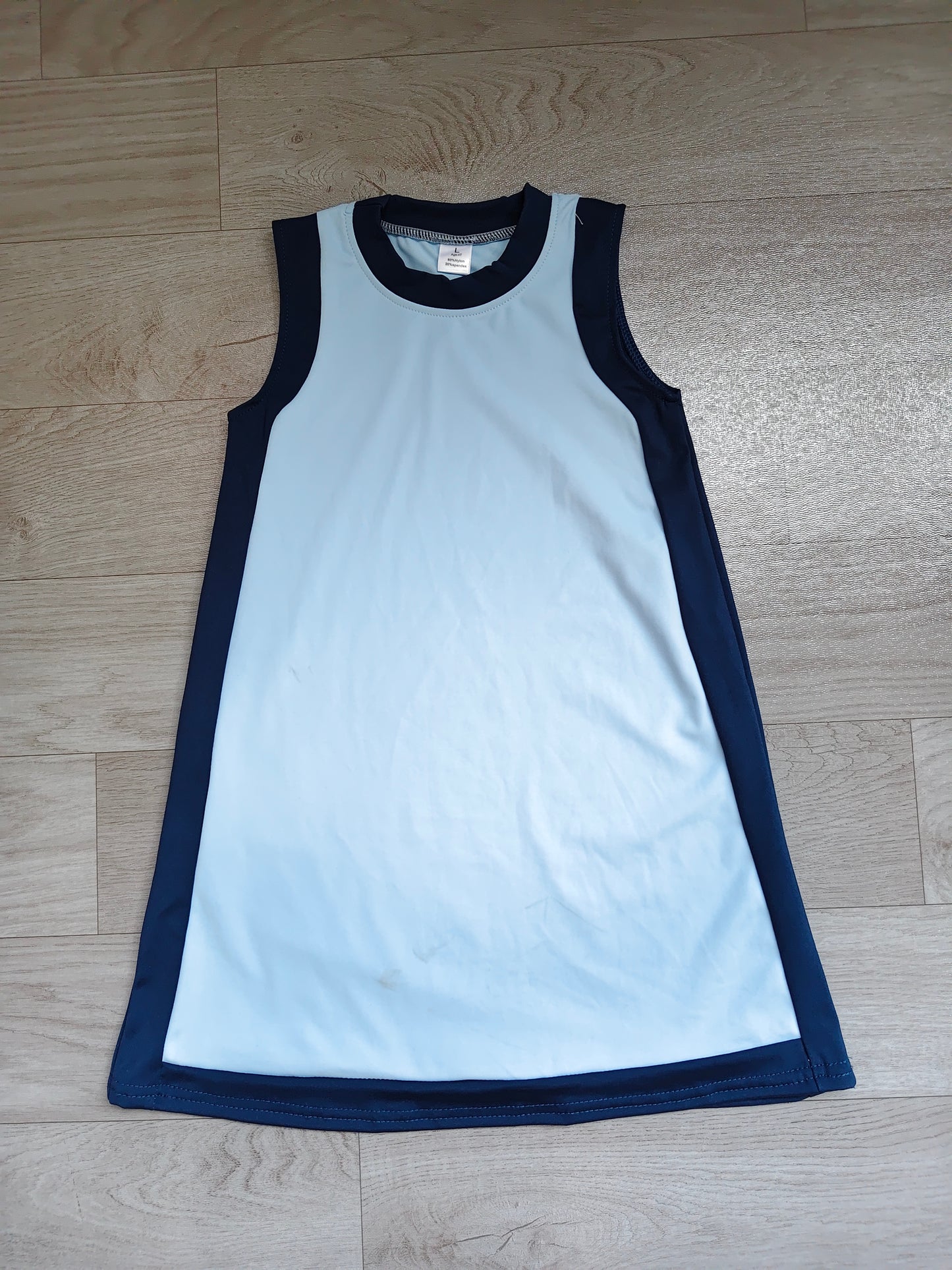 (Sample) No moq yoga fabric GSD4256 Yoga Baby Girls Solid Navy Blue Sleeveless Yoga Active Knee Length Dress