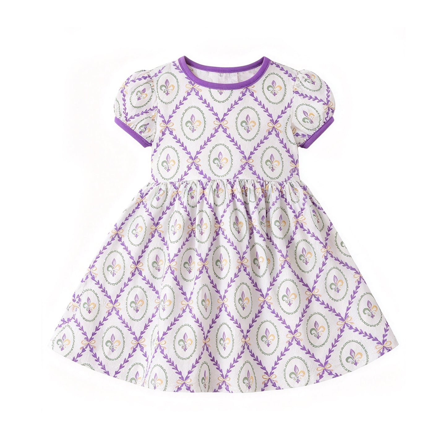 (Preorder new) No moq GSD4314 Baby Girls Cute Short Sleeve Knee Length Holiday Dress