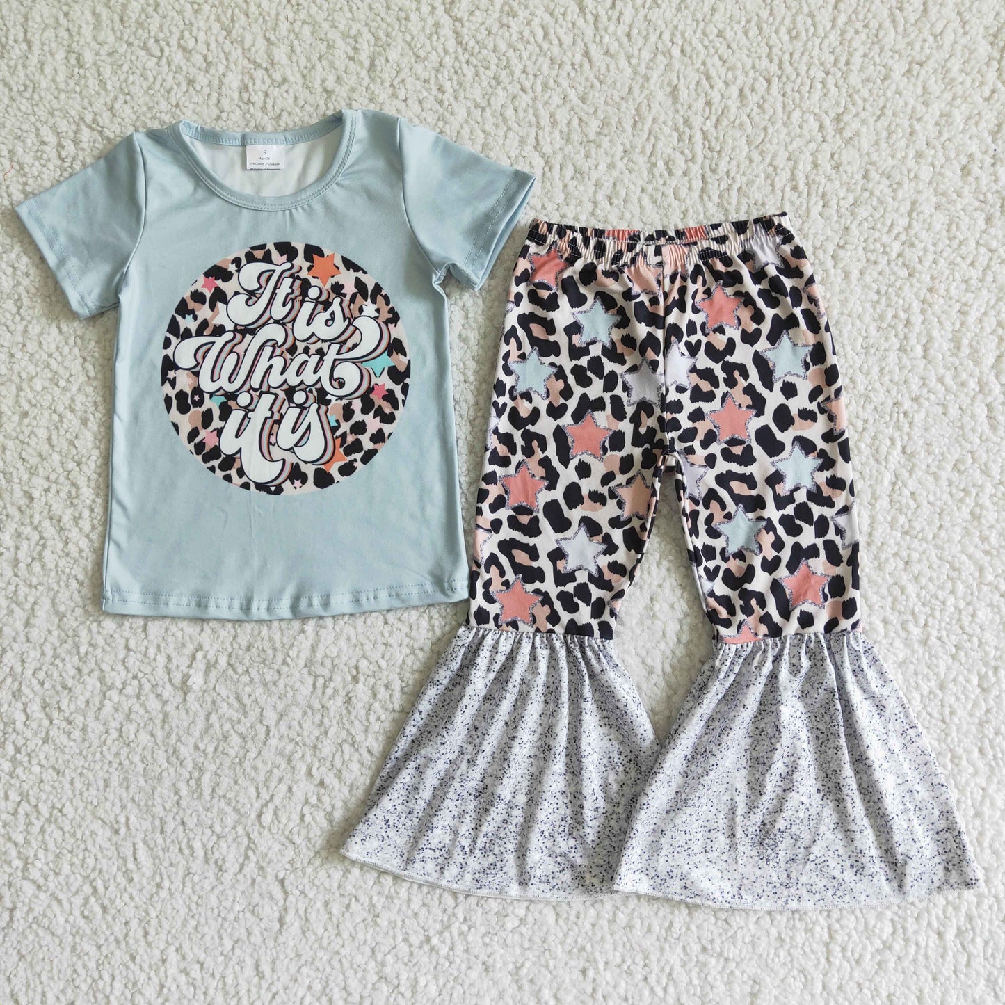 GSPO0002 Baby girls leopard tops bell pants sets