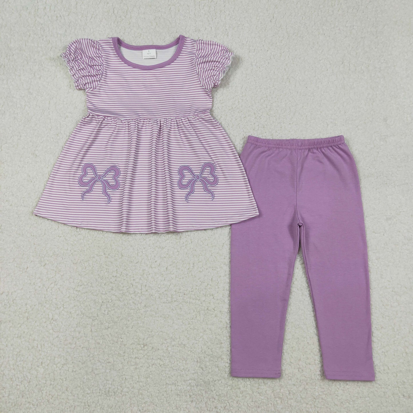 RTS NO MOQ Sibling baby girl clothes embroidery bow short-sleeved pants sets