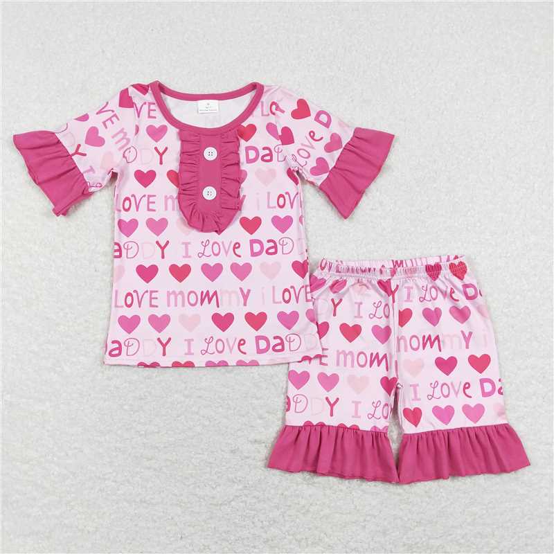 RTS NO MOQ baby girls Clothes birthday short sleeve shorts Sets