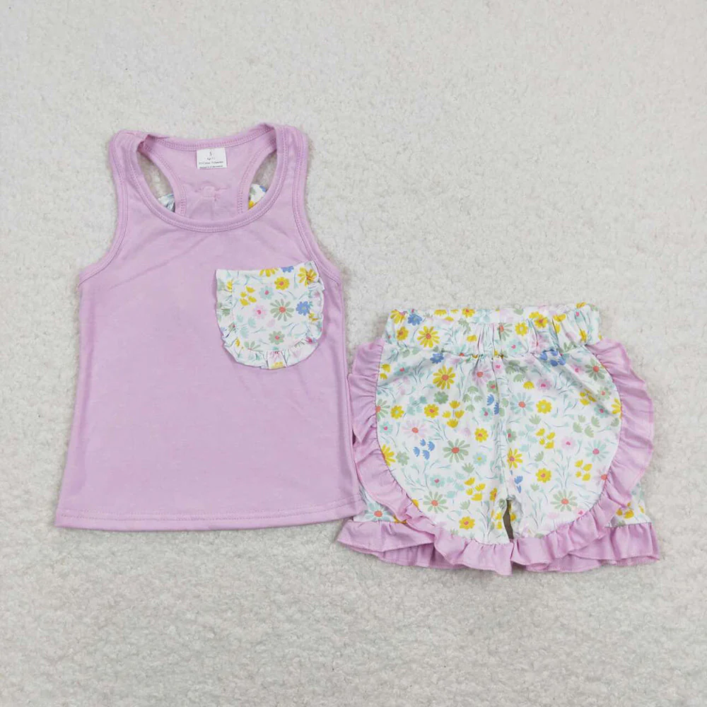 RTS NO MOQ baby girl Clothes camouflage short sleeve shorts Sets