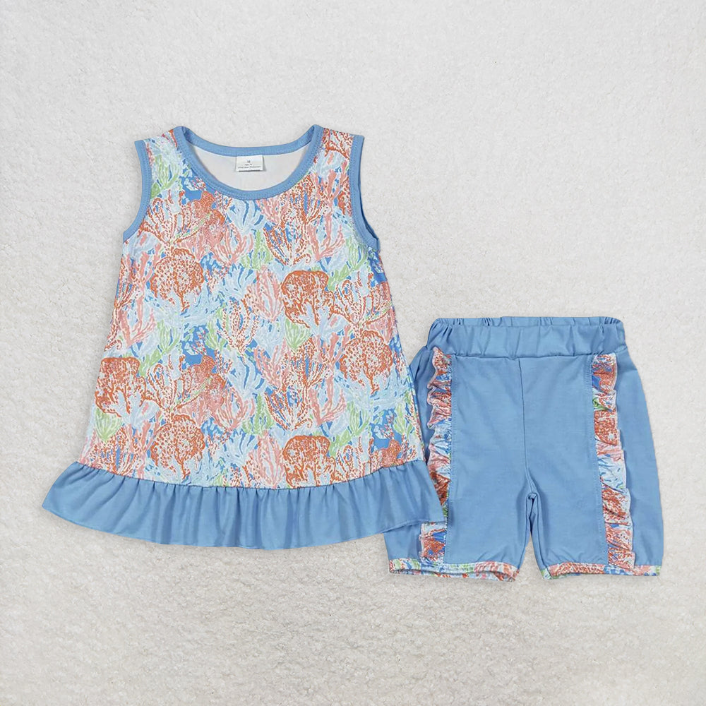 RTS NO MOQ Sibling baby girls Clothes short sleeve shorts Sets