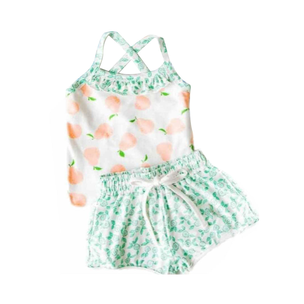 GSSO0867 Girls suspender shorts summer suit