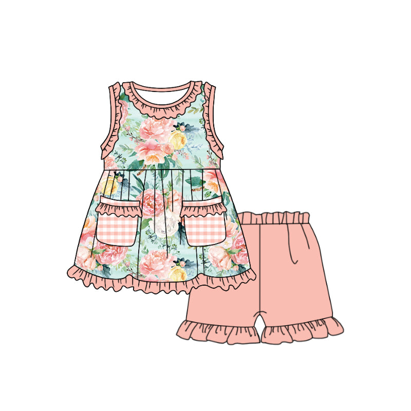 GSSO0895 pre-order baby girl clothes flower summer outfit custom moq 3 eta 6-8week