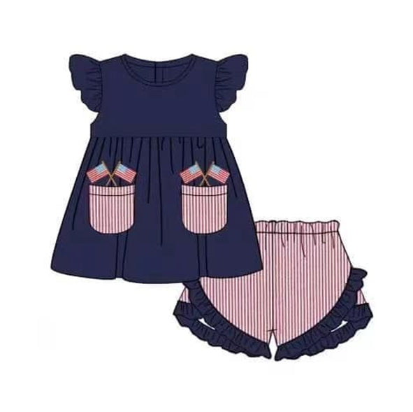 GSSO0955 pre-order baby girl clothes 4th of July patriotic toddler girl summer outfit