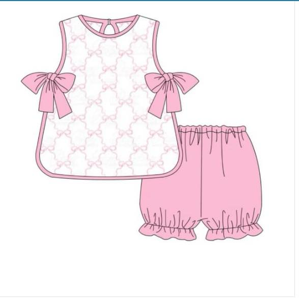 GSSO1119 pre-order baby girl clothes blue ribbon toddler girl summer outfit