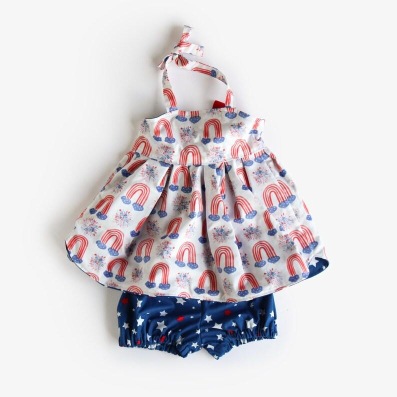 GSSO1147 pre-order National Day Fireworks Rainbow Halter Star Shorts Set