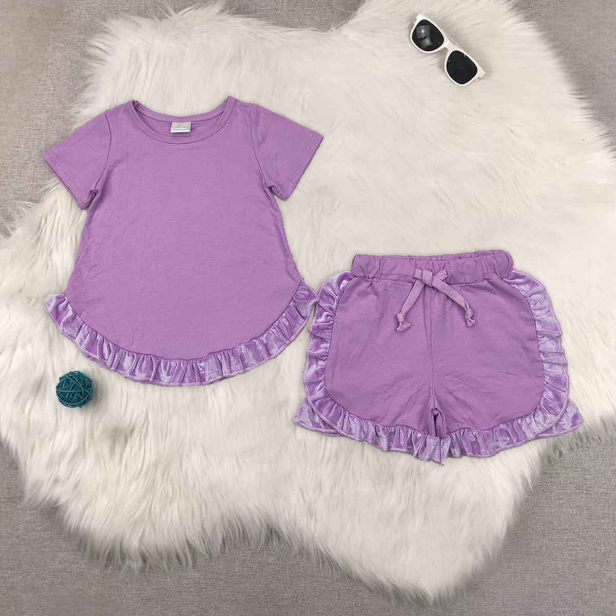 RTS NO MOQ Sibling baby girl clothes yoga short-sleeved skirt suit and short sleeve sets