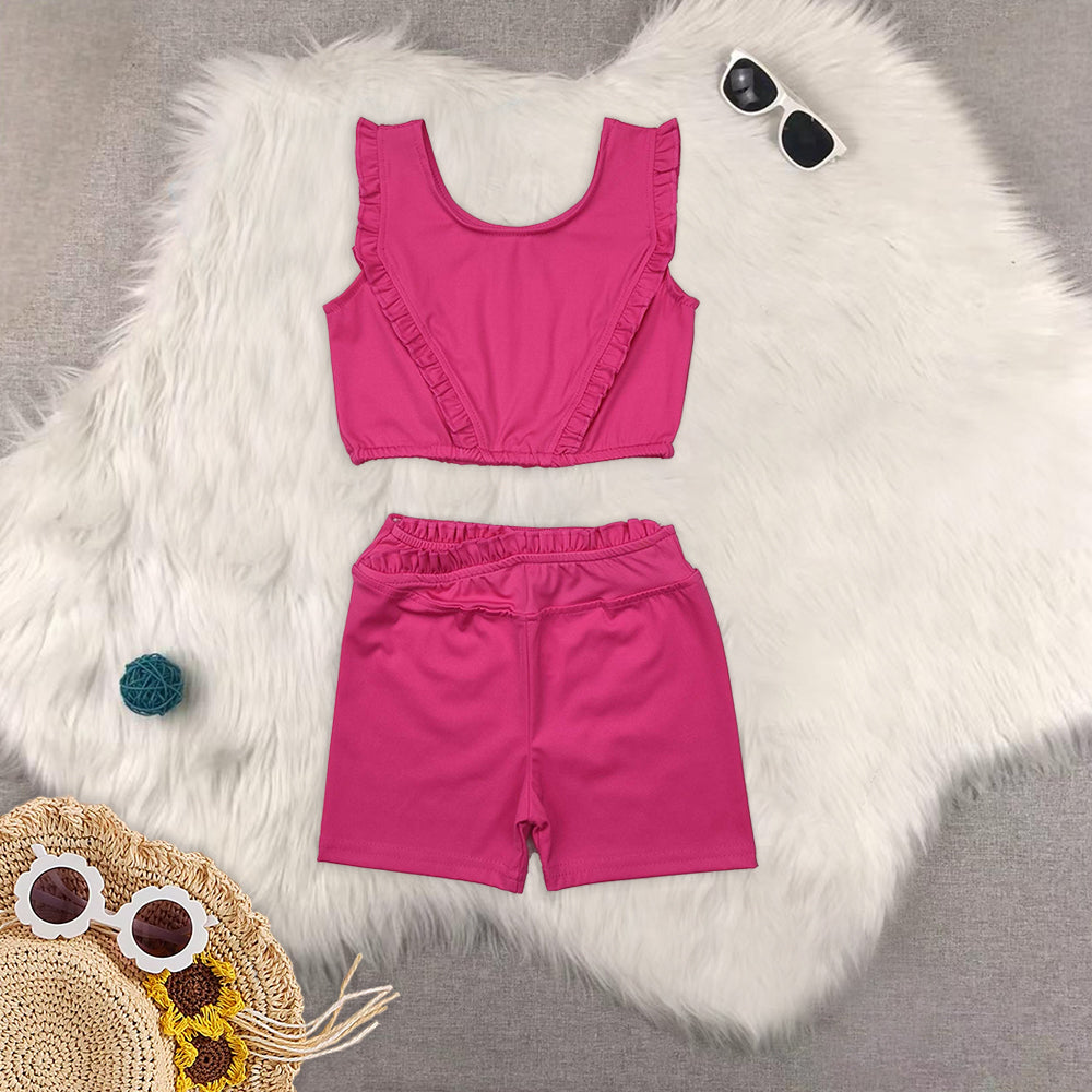 RTS NO MOQ Sibling baby girl clothes color sleeveless skirt yoga set