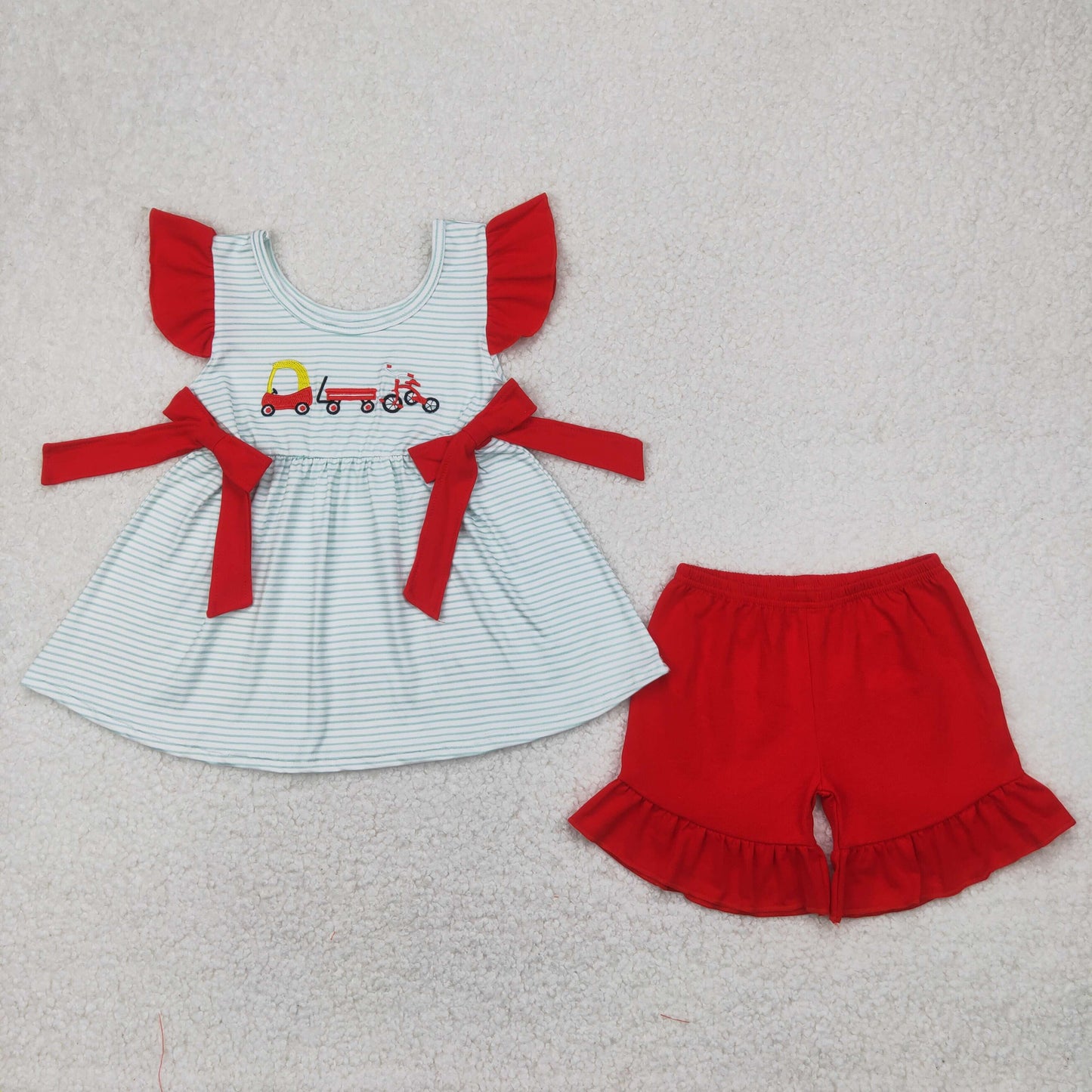 RTS NO MOQ baby boys Clothes embroidery short sleeve shorts Sets