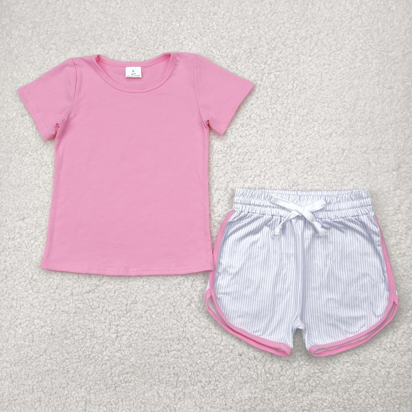 RTS NO MOQ boys and girls matching short sleeve shorts set