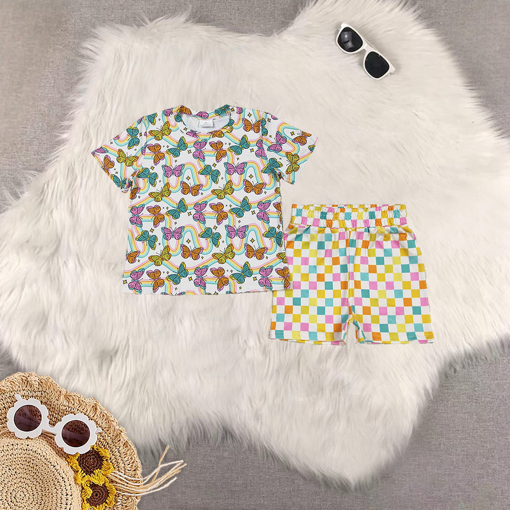 RTS NO MOQ Sibling baby girl Clothes short sleeve shorts Sets