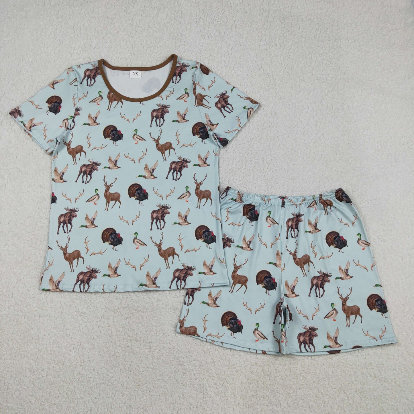 RTS NO MOQ Sibling baby girl clothes and Adult clothes turkey kids short sleeve shorts set and adult sets