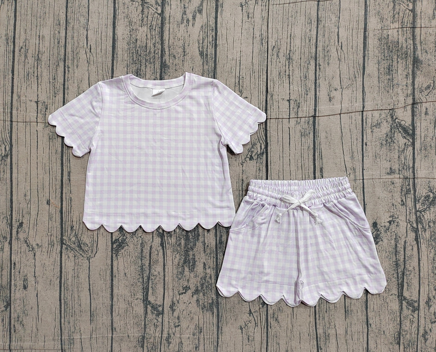 (Pre Order) No moq GSSO3181 Pre-order scallop baby girl clothes short sleeve shorts sets-26.1.22