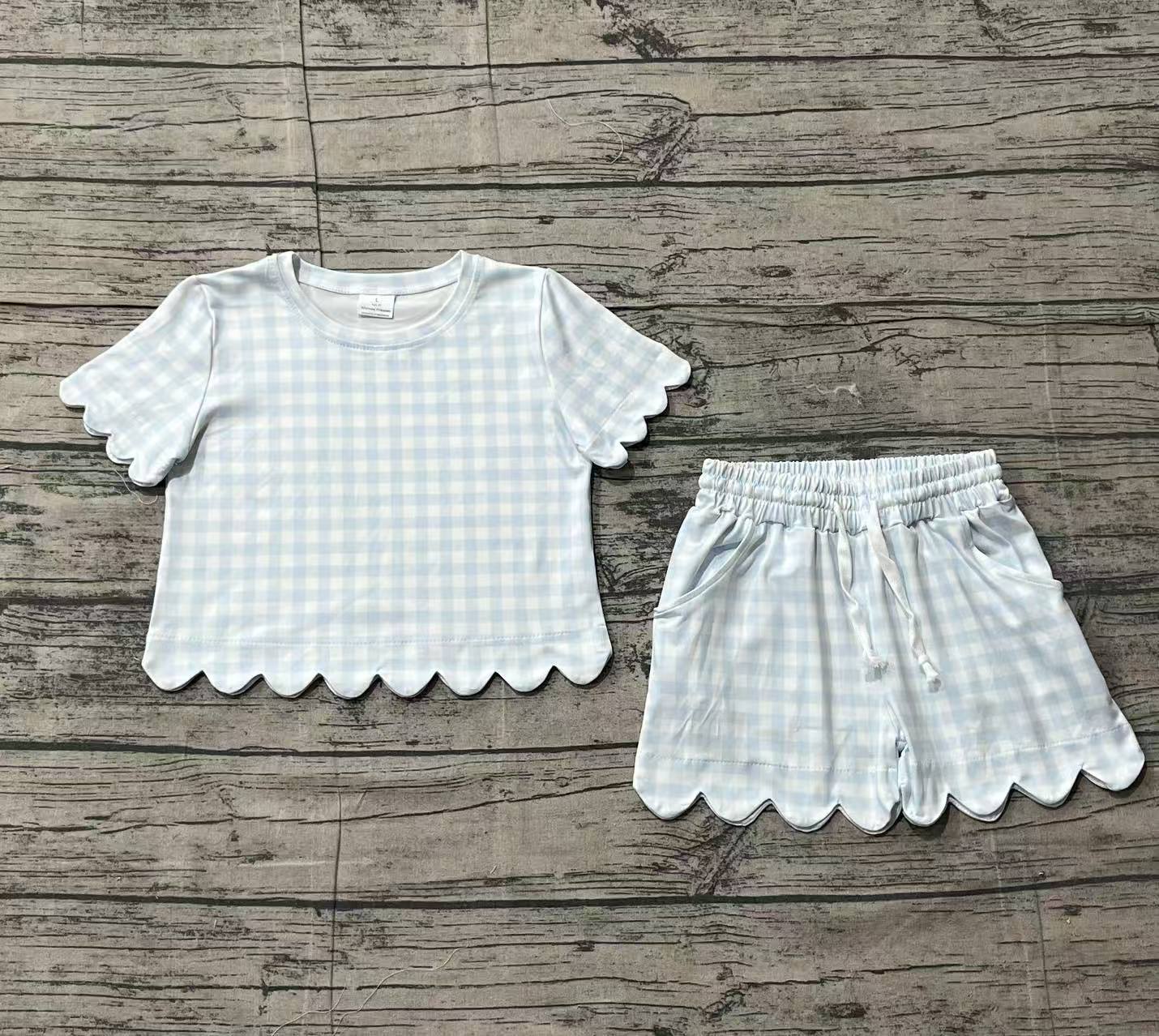 (Pre Order) No moq GSSO3184 Pre-order scallop baby girl clothes short sleeve shorts sets-26.1.25