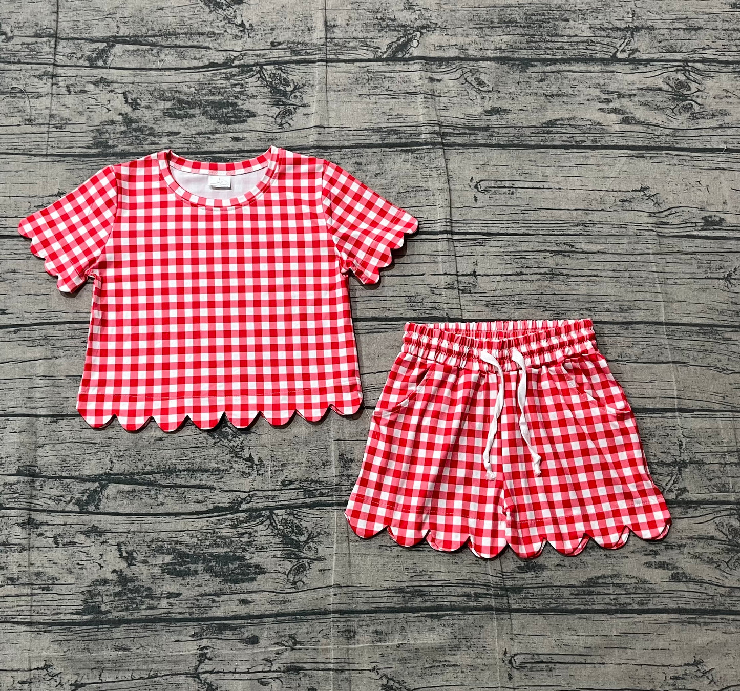 (Pre Order) No moq GSSO3187 Pre-order scallop baby girl clothes short sleeve shorts sets-26.1.244